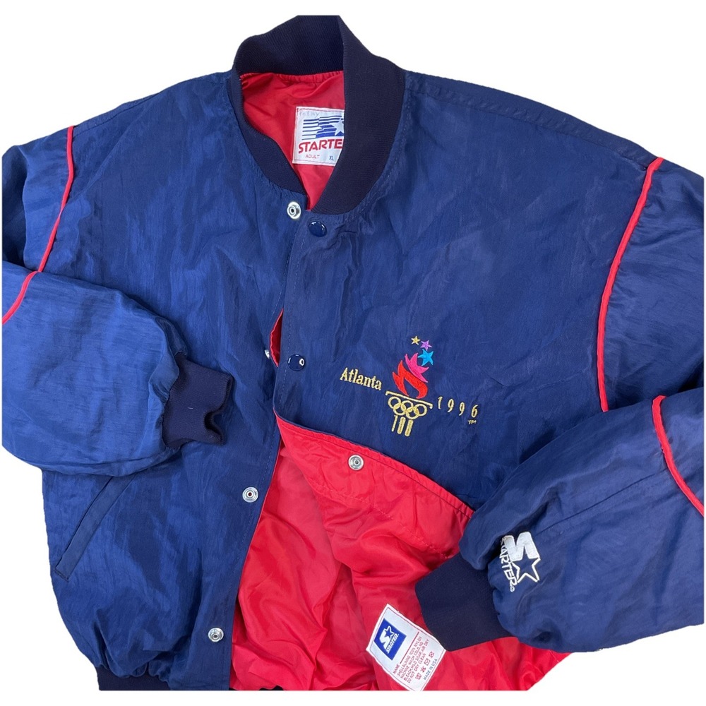 Vintage Atlanta Olympics 1996 Starter Jacket Bomber‎ 90s Snap Front Logo Men XL